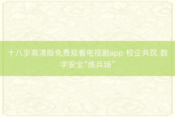 十八岁高清版免费观看电视剧app 校企共筑 数字安全“练兵场”
