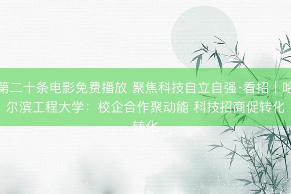 第二十条电影免费播放 聚焦科技自立自强·看招｜哈尔滨工程大学：校企合作聚动能 科技招商促转化