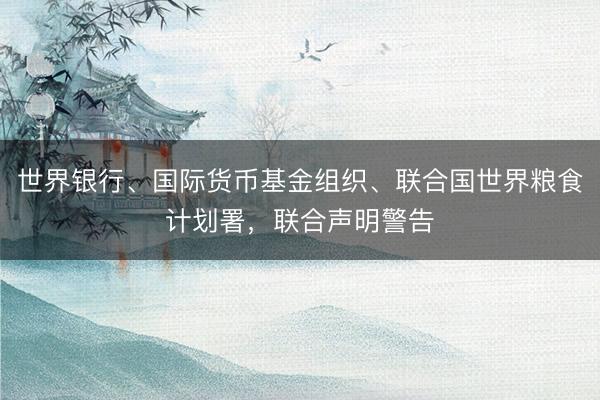 世界银行、国际货币基金组织、联合国世界粮食计划署，联合声明警告