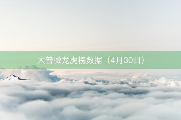 大普微龙虎榜数据（4月30日）