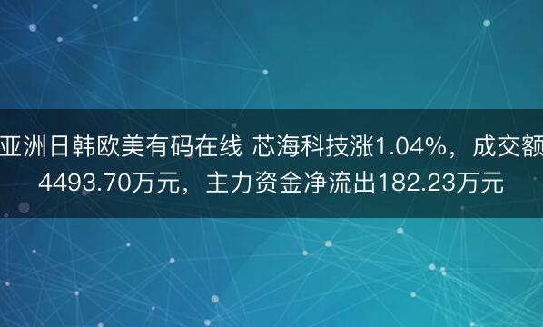 亚洲日韩欧美有码在线 芯海科技涨1.04%，成交额4493.70万元，主力资金净流出182.23万元