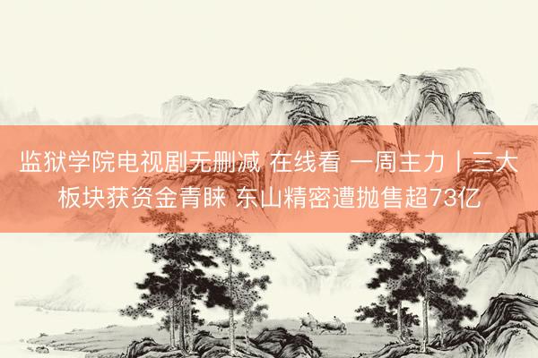 监狱学院电视剧无删减 在线看 一周主力丨三大板块获资金青睐 东山精密遭抛售超73亿