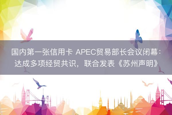 国内第一张信用卡 APEC贸易部长会议闭幕：达成多项经贸共识，联合发表《苏州声明》