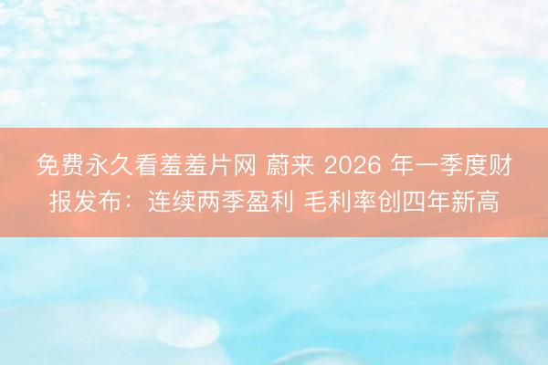 免费永久看羞羞片网 蔚来 2026 年一季度财报发布：连续两季盈利 毛利率创四年新高