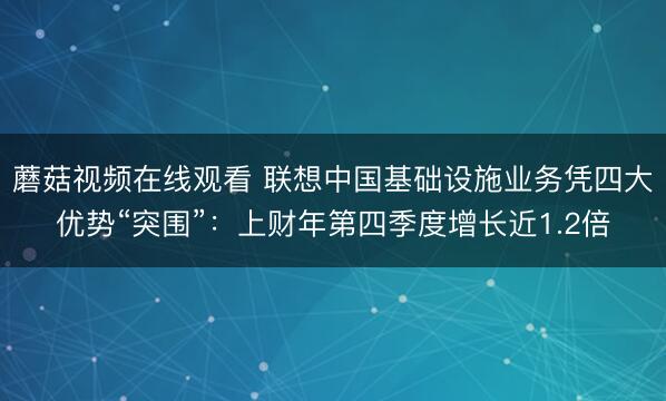 蘑菇视频在线观看 联想中国基础设施业务凭四大优势“突围”：上财年第四季度增长近1.2倍
