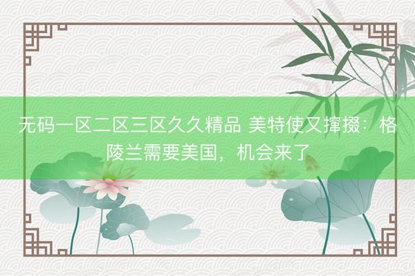 无码一区二区三区久久精品 美特使又撺掇：格陵兰需要美国，机会来了