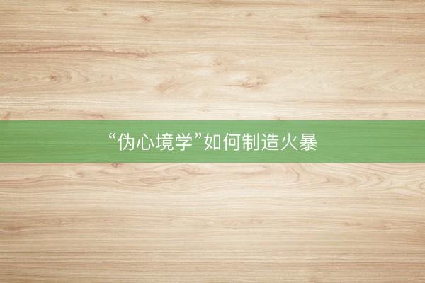“伪心境学”如何制造火暴