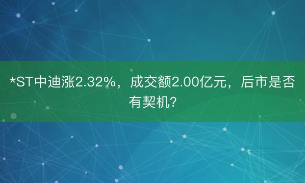 *ST中迪涨2.32%，成交额2.00亿元，后市是否有契机？