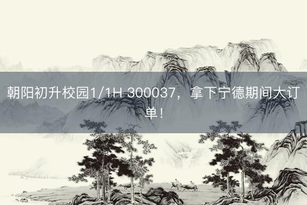 朝阳初升校园1/1H 300037,拿下宁德期间大订单!