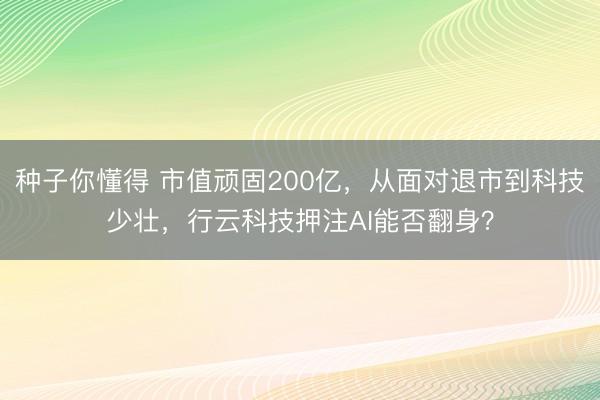 种子你懂得 市值顽固200亿，从面对退市到科技少壮，行云科技押注AI能否翻身？