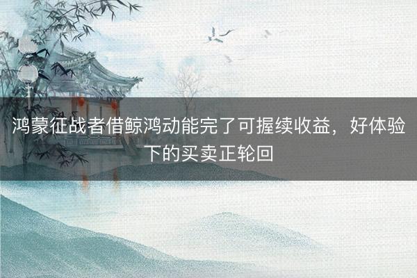 鸿蒙征战者借鲸鸿动能完了可握续收益，好体验下的买卖正轮回