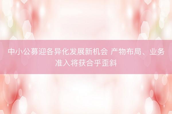 中小公募迎各异化发展新机会 产物布局、业务准入将获合乎歪斜