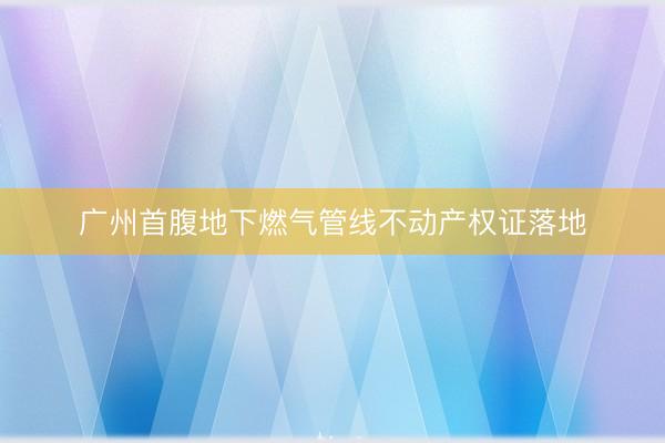 广州首腹地下燃气管线不动产权证落地